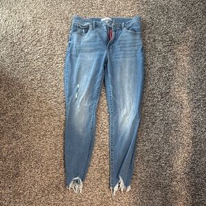 Lucky Brand Blue Frayed Hem Cropped Jeans